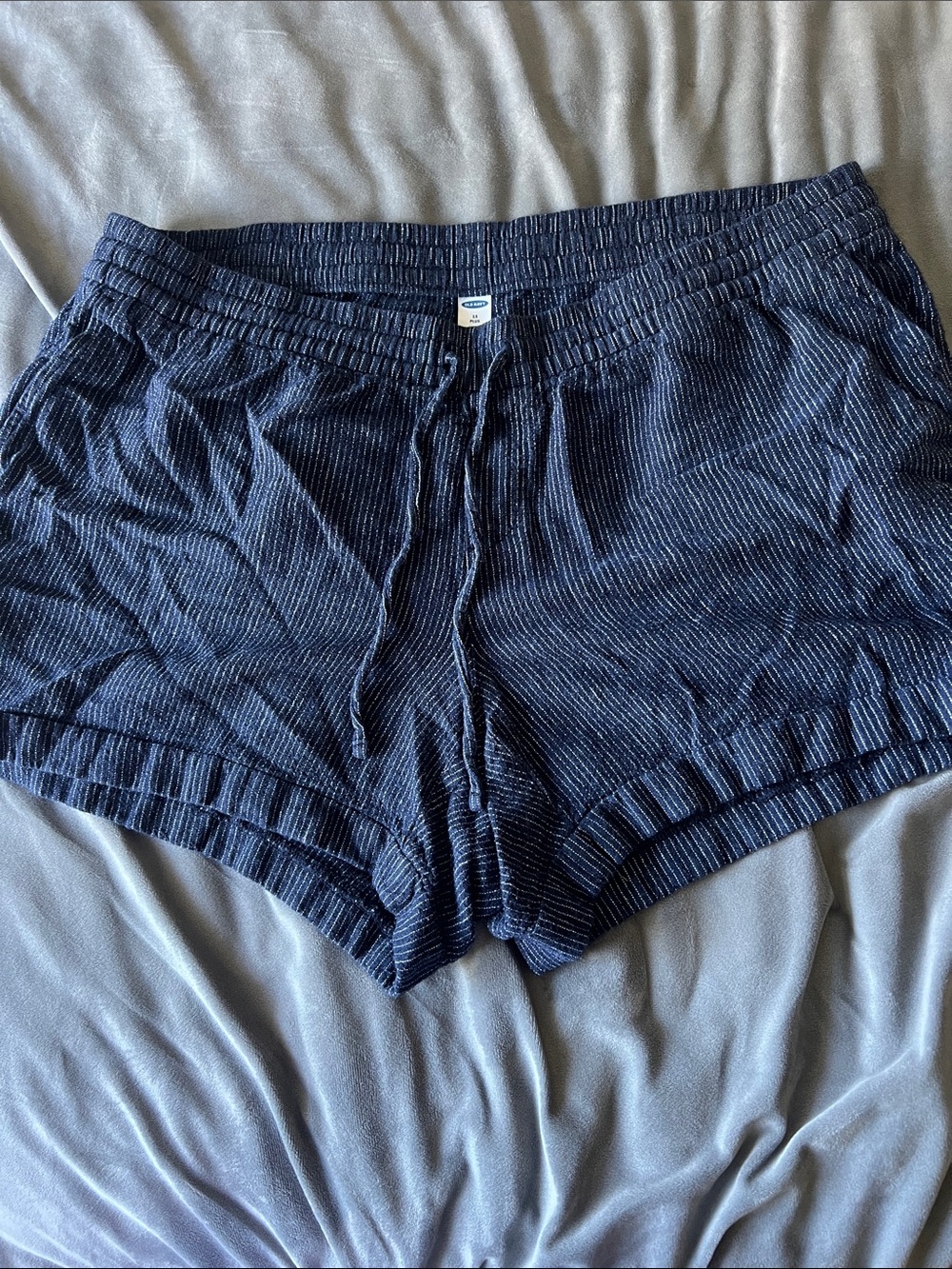 Old Navy Navy Pinstriped Drawstring Shorts